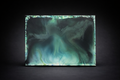 Chiaroscuro Object V rectangular wax sculpture by Glow Pantry, layered pigmented artwork on dark background.
