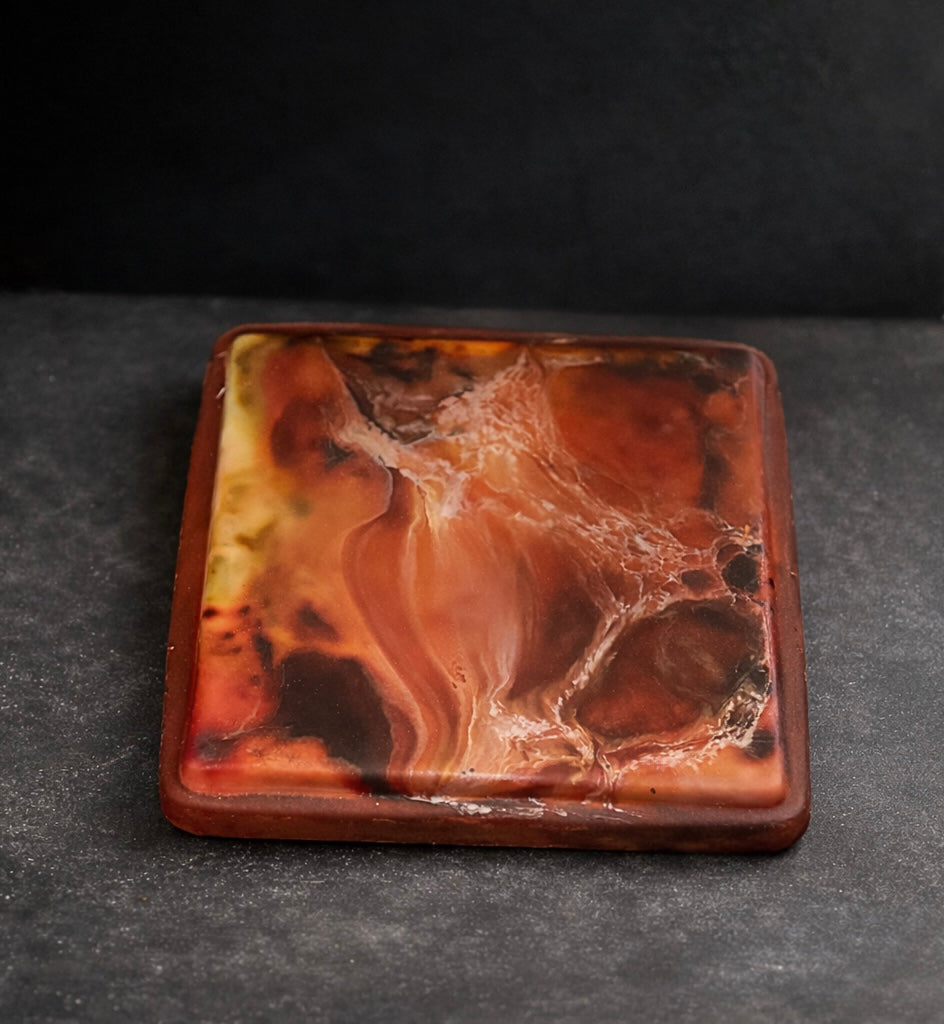 One-of-one square wax art piece by Glow Pantry, sculptural surface detail.
