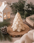 Heirloom Fir sculptural Christmas tree candle in Cashmere, hand-poured in Melbourne by Glow Pantry for A Cashmere Christmas.